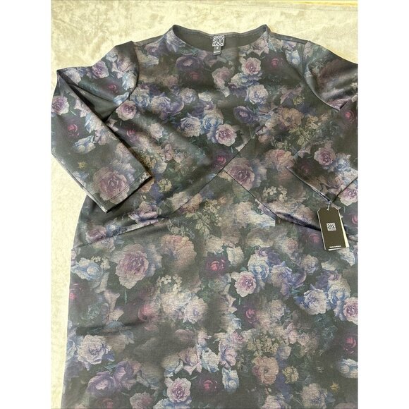 Women’s Clara Sun Woo Floral Dress Dark Purple Black 2 Pockets Plus 1X - Picture 9 of 16